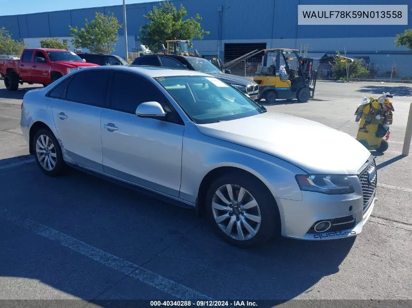 2009 Audi A4 2.0T Premium VIN: WAULF78K59N013558 Lot: 40340288