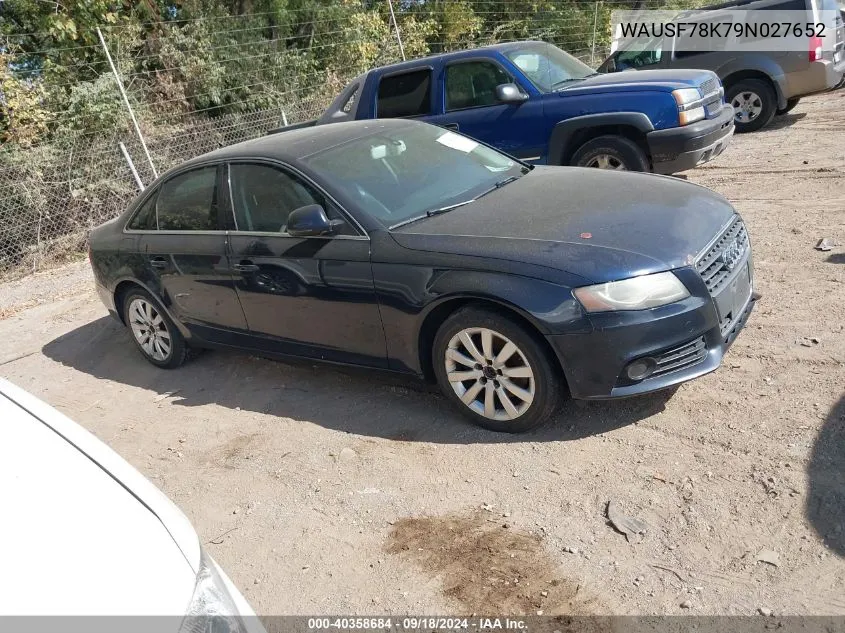 2009 Audi A4 2.0T Premium VIN: WAUSF78K79N027652 Lot: 40358684