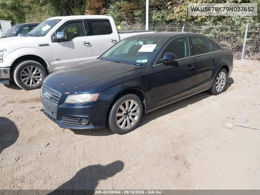 2009 Audi A4 2.0T Premium VIN: WAUSF78K79N027652 Lot: 40358684