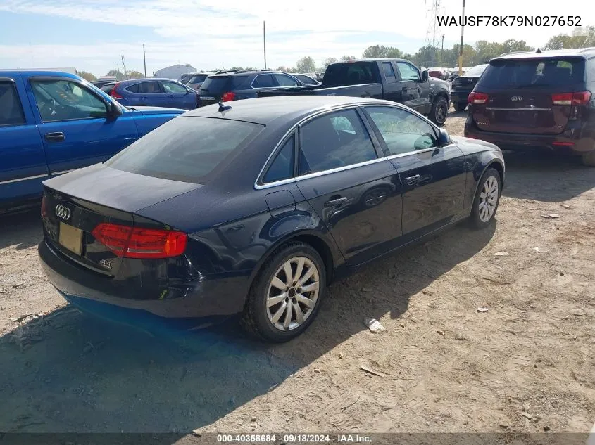 2009 Audi A4 2.0T Premium VIN: WAUSF78K79N027652 Lot: 40358684