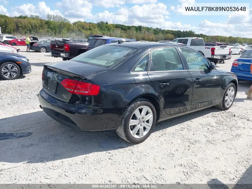 2009 Audi A4 2.0T Premium VIN: WAULF78K89N053648 Lot: 40382307