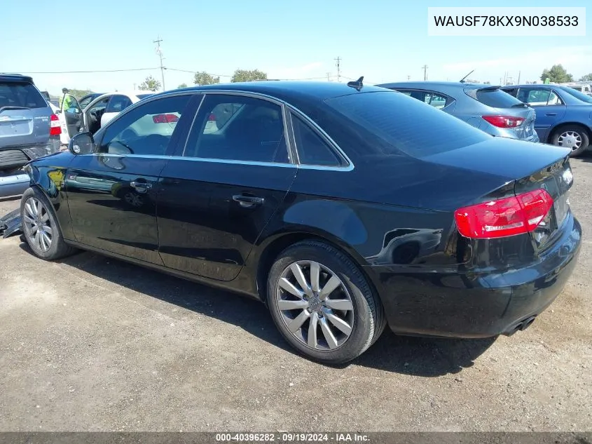 2009 Audi A4 2.0T Premium VIN: WAUSF78KX9N038533 Lot: 40396282