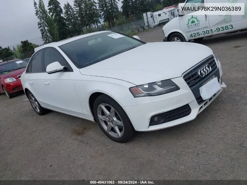 2009 Audi A4 2.0T Premium VIN: WAULF78K29N036389 Lot: 40431063