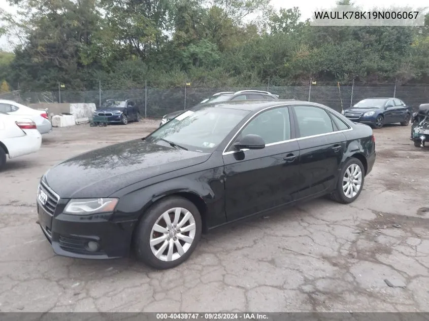 2009 Audi A4 3.2 Premium Plus VIN: WAULK78K19N006067 Lot: 40439747