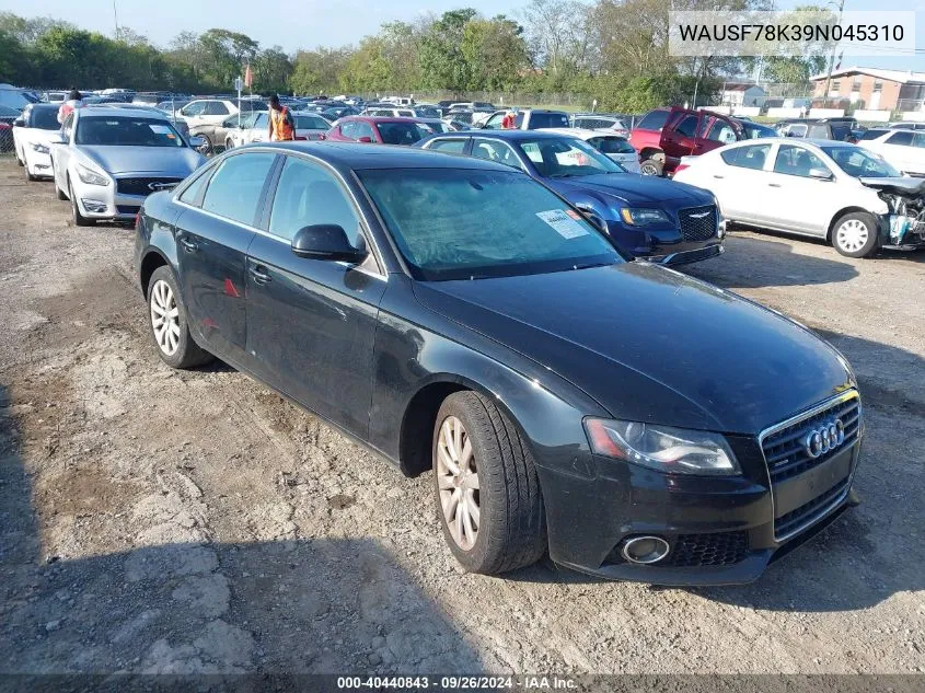 2009 Audi A4 Premium Plus VIN: WAUSF78K39N045310 Lot: 40440843