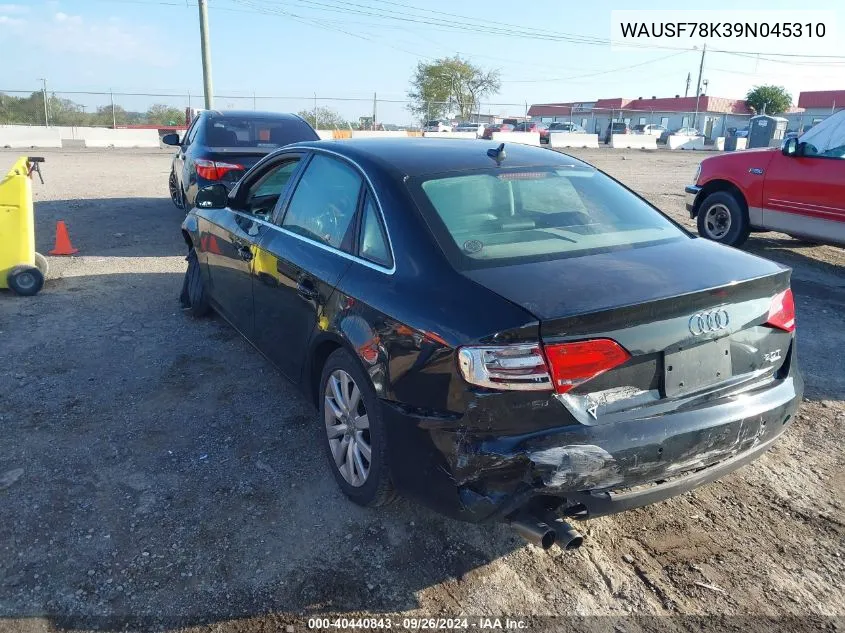 2009 Audi A4 Premium Plus VIN: WAUSF78K39N045310 Lot: 40440843