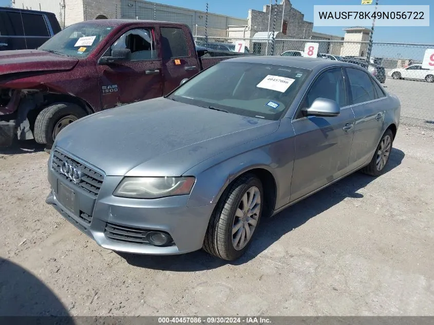 2009 Audi A4 2.0T Premium VIN: WAUSF78K49N056722 Lot: 40457086