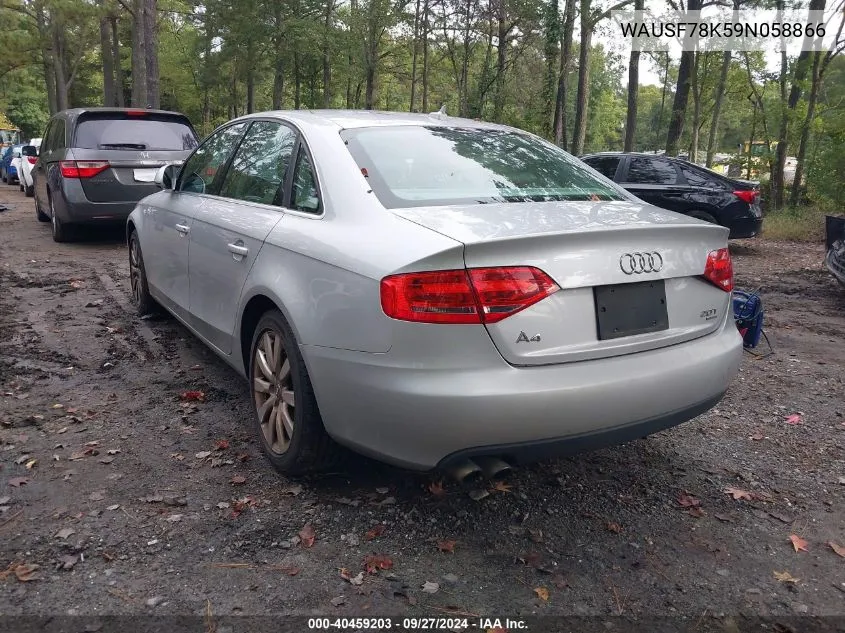 2009 Audi A4 2.0T Premium VIN: WAUSF78K59N058866 Lot: 40459203