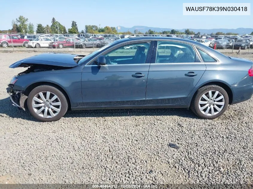 2009 Audi A4 2.0T Premium VIN: WAUSF78K39N030418 Lot: 40464312