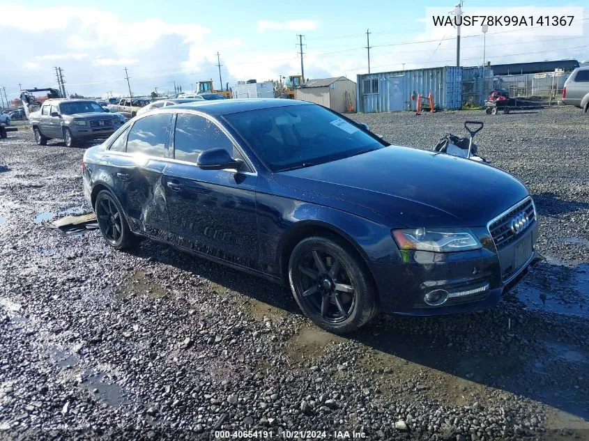 2009 Audi A4 Premium Plus VIN: WAUSF78K99A141367 Lot: 40654191