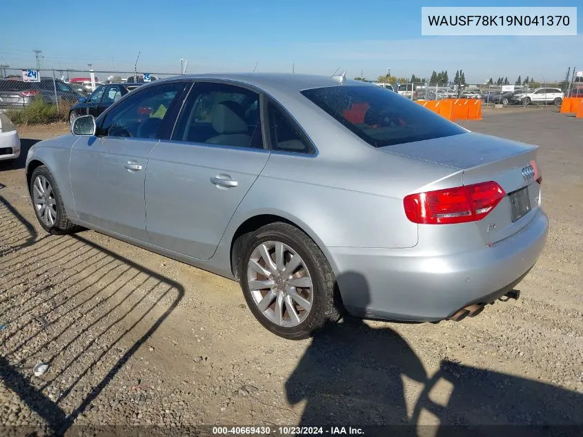 2009 Audi A4 2.0T Premium VIN: WAUSF78K19N041370 Lot: 40669430