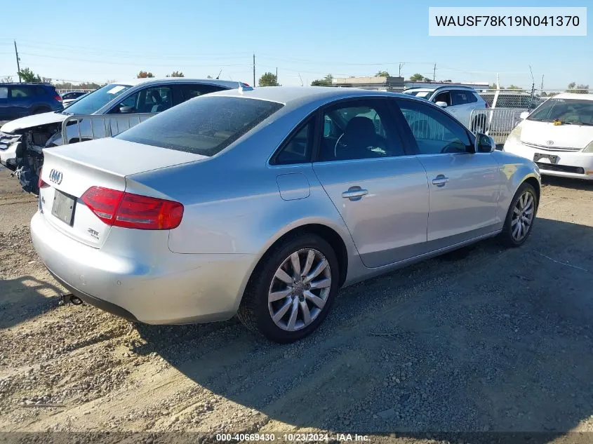 2009 Audi A4 2.0T Premium VIN: WAUSF78K19N041370 Lot: 40669430