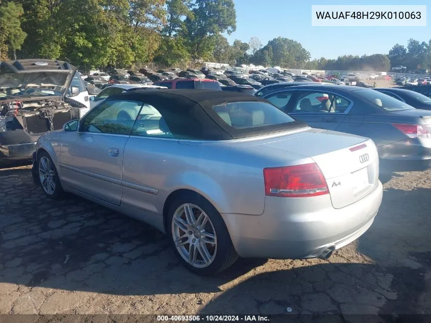 2009 Audi A4 2.0T Special Edition VIN: WAUAF48H29K010063 Lot: 40693506