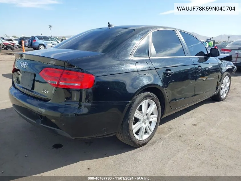 2009 Audi A4 2.0T Premium VIN: WAUJF78K59N040704 Lot: 40767790