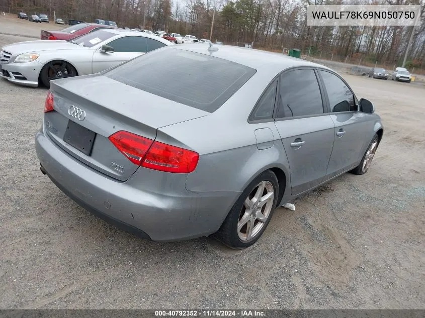 2009 Audi A4 2.0T Premium VIN: WAULF78K69N050750 Lot: 40792352