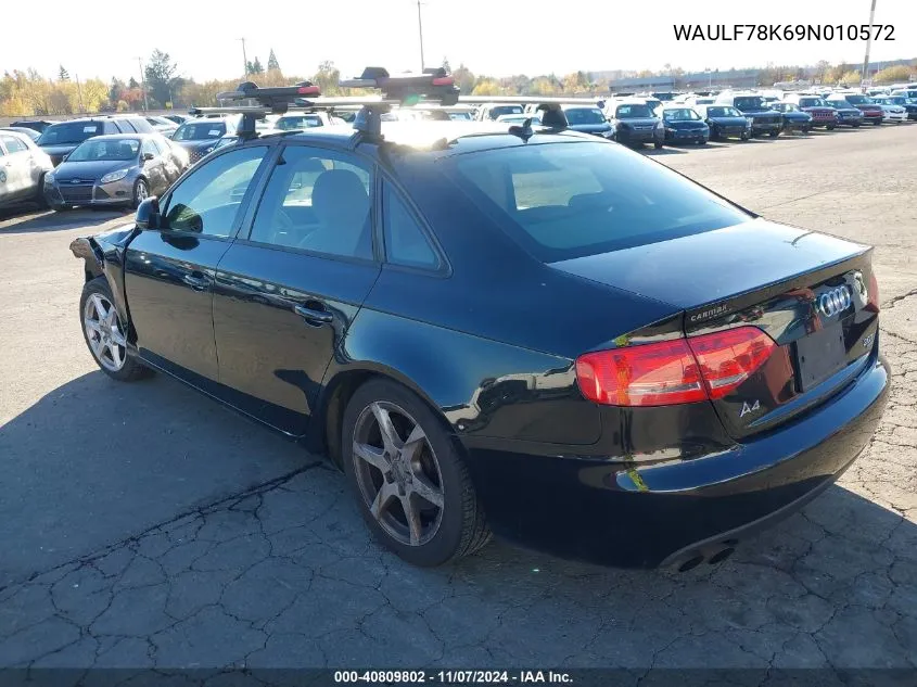 2009 Audi A4 2.0T Premium VIN: WAULF78K69N010572 Lot: 40809802