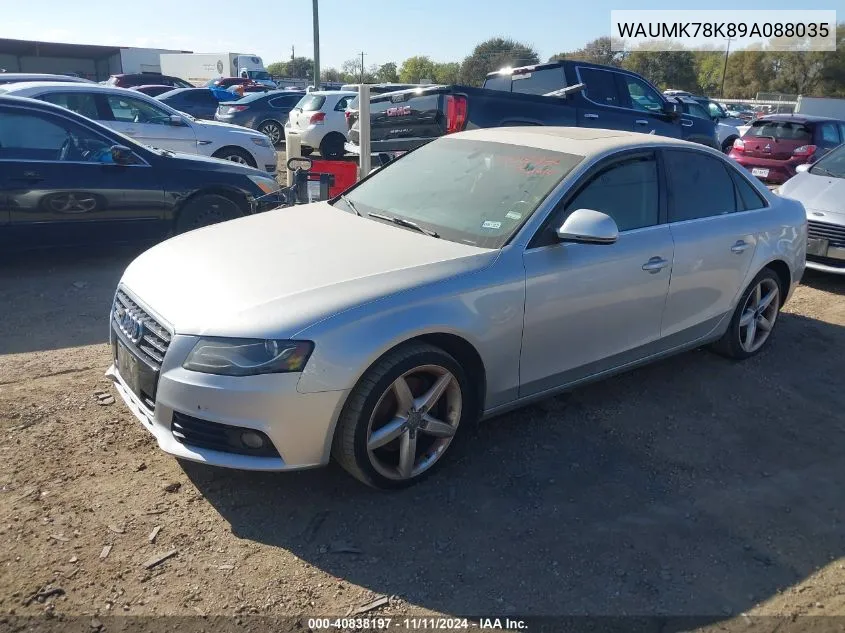 2009 Audi A4 3.2 Premium Plus VIN: WAUMK78K89A088035 Lot: 40838197