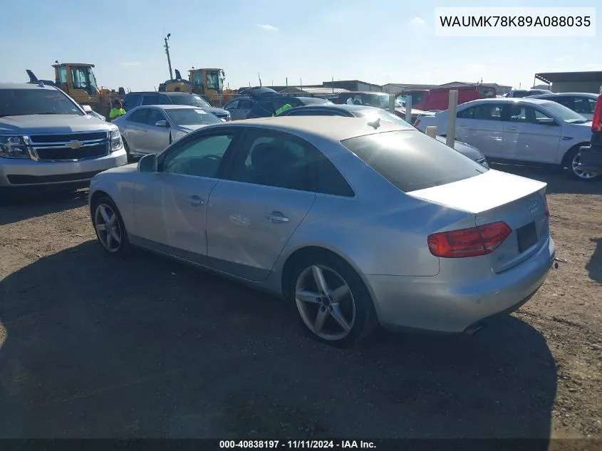 2009 Audi A4 3.2 Premium Plus VIN: WAUMK78K89A088035 Lot: 40838197