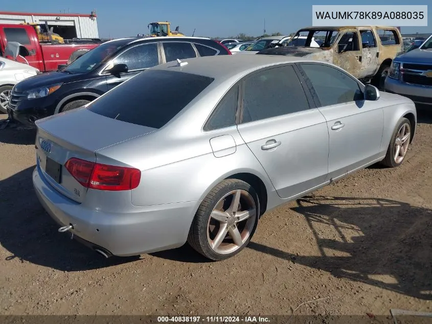 2009 Audi A4 3.2 Premium Plus VIN: WAUMK78K89A088035 Lot: 40838197