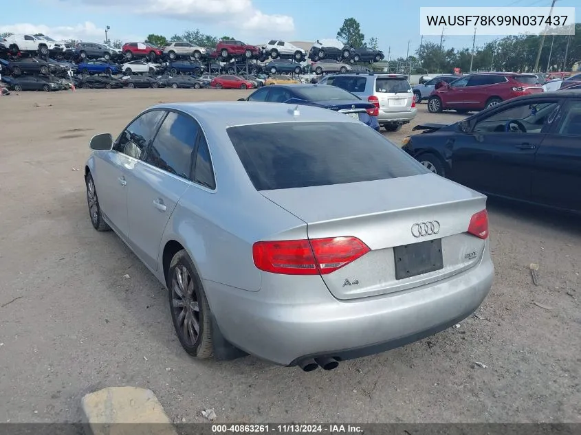 2009 Audi A4 2.0T Premium VIN: WAUSF78K99N037437 Lot: 40863261