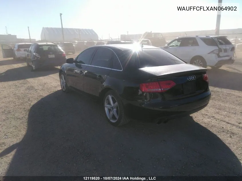 2010 Audi A4 VIN: WAUFFCFLXAN064902 Lot: 12119520