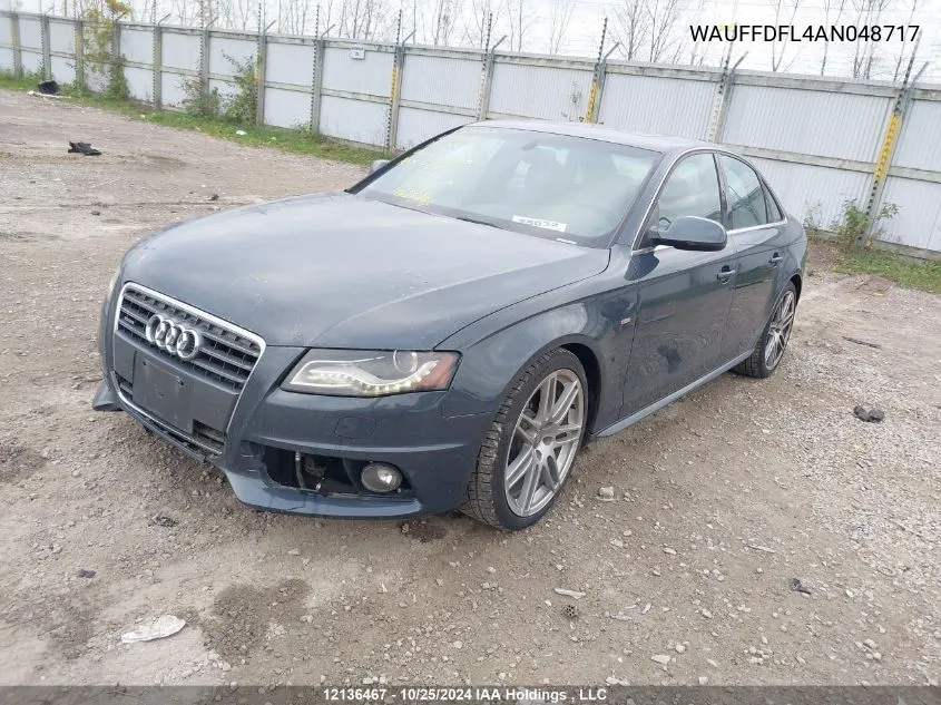 2010 Audi A4 VIN: WAUFFDFL4AN048717 Lot: 12136467