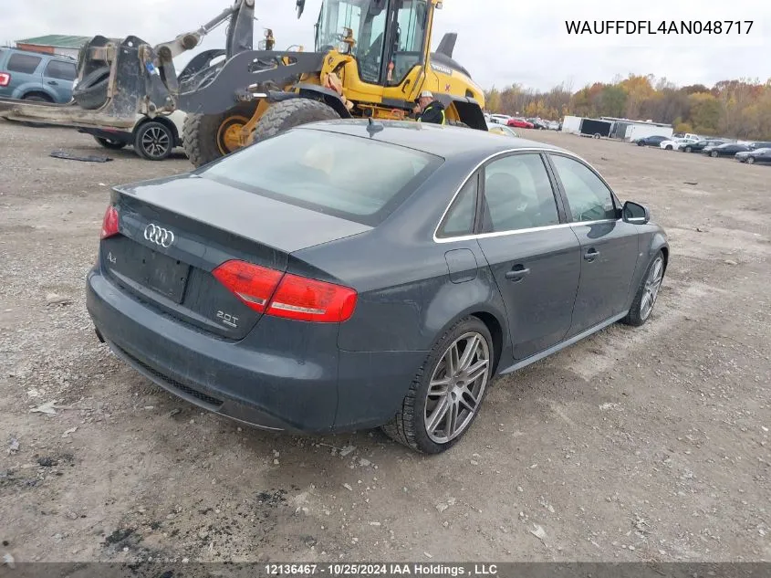 2010 Audi A4 VIN: WAUFFDFL4AN048717 Lot: 12136467