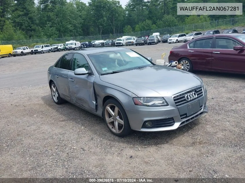 2010 Audi A4 2.0T Premium VIN: WAUFFAFL2AN067281 Lot: 39826575