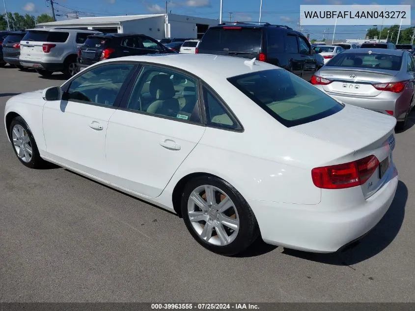 2010 Audi A4 Premium VIN: WAUBFAFL4AN043272 Lot: 39963555