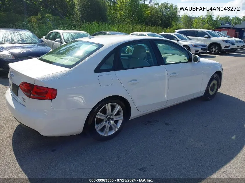 WAUBFAFL4AN043272 2010 Audi A4 Premium