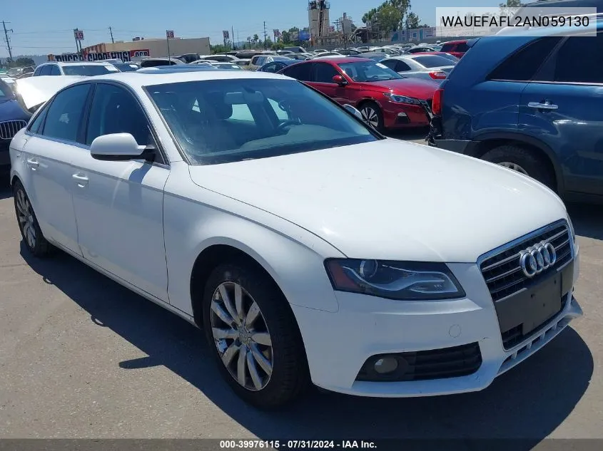 2010 Audi A4 2.0T Premium VIN: WAUEFAFL2AN059130 Lot: 39976115