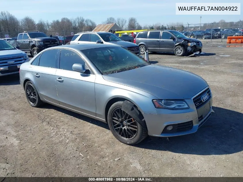 WAUFFAFL7AN004922 2010 Audi A4 2.0T Premium