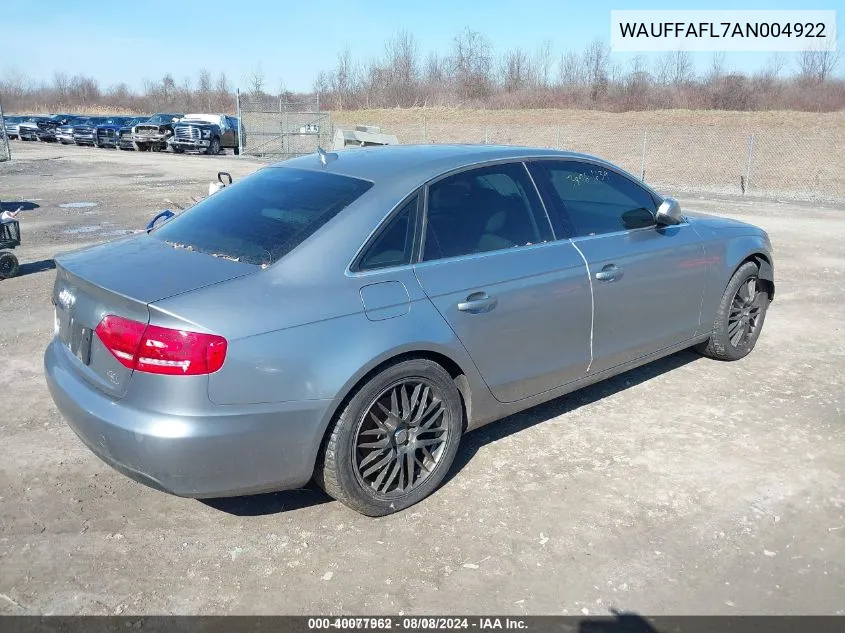 WAUFFAFL7AN004922 2010 Audi A4 2.0T Premium