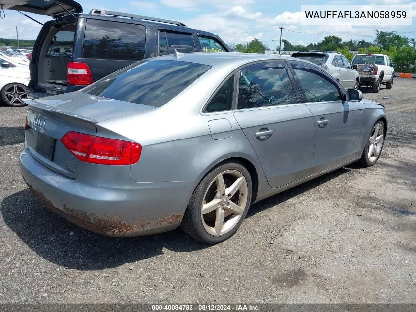 2010 Audi A4 2.0T Premium VIN: WAUFFAFL3AN058959 Lot: 40084783