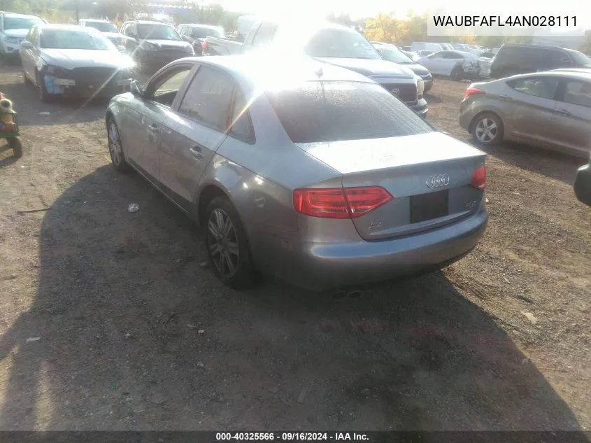 2010 Audi A4 2.0T Premium VIN: WAUBFAFL4AN028111 Lot: 40325566