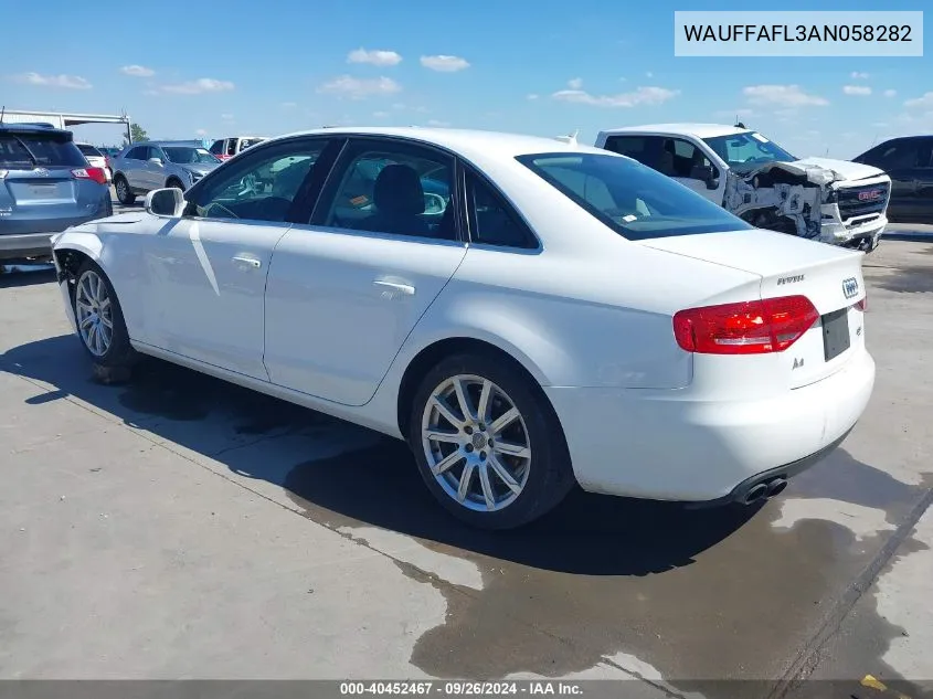 2010 Audi A4 2.0T Premium VIN: WAUFFAFL3AN058282 Lot: 40452467