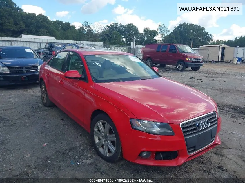 2010 Audi A4 2.0T Premium VIN: WAUAFAFL3AN021890 Lot: 40471058