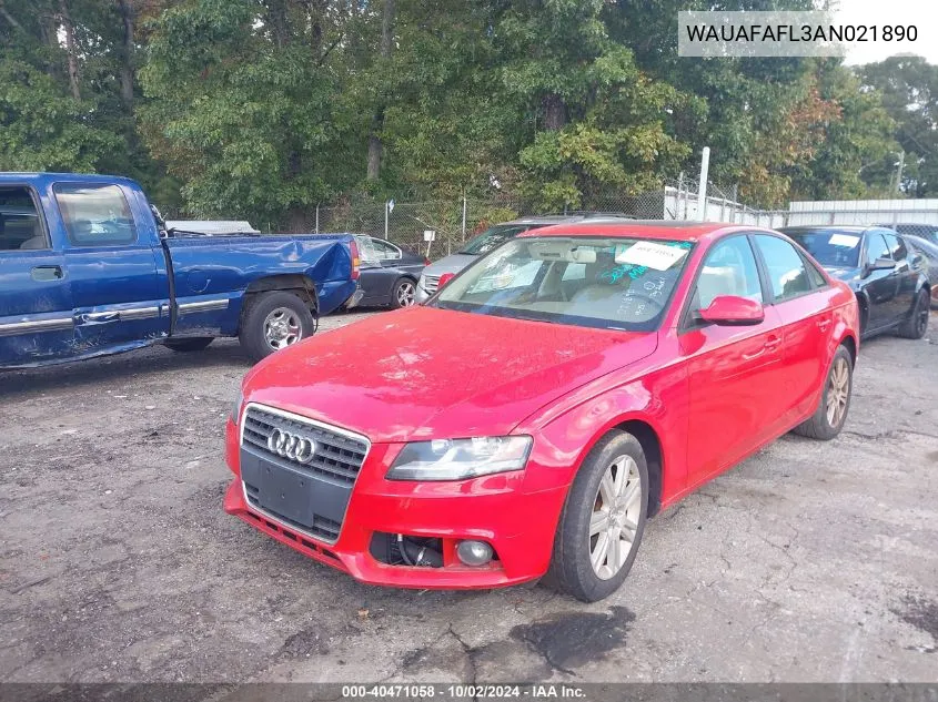 2010 Audi A4 2.0T Premium VIN: WAUAFAFL3AN021890 Lot: 40471058