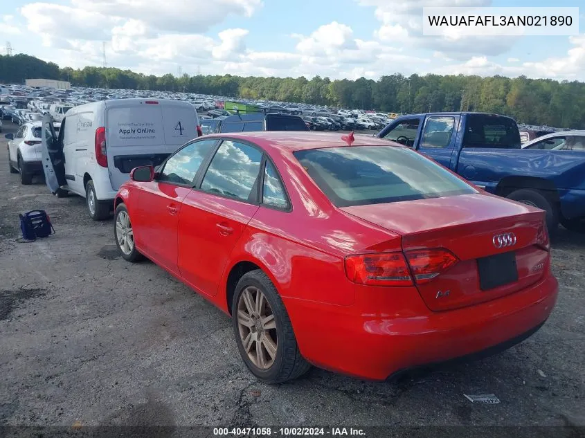 2010 Audi A4 2.0T Premium VIN: WAUAFAFL3AN021890 Lot: 40471058