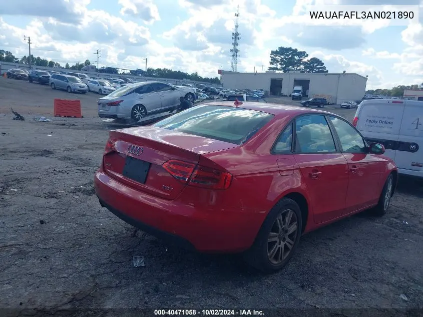 2010 Audi A4 2.0T Premium VIN: WAUAFAFL3AN021890 Lot: 40471058