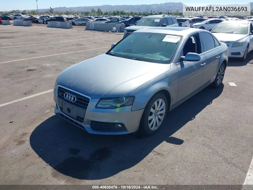 WAUFFAFL2AN036693 2010 Audi A4 2.0T Premium