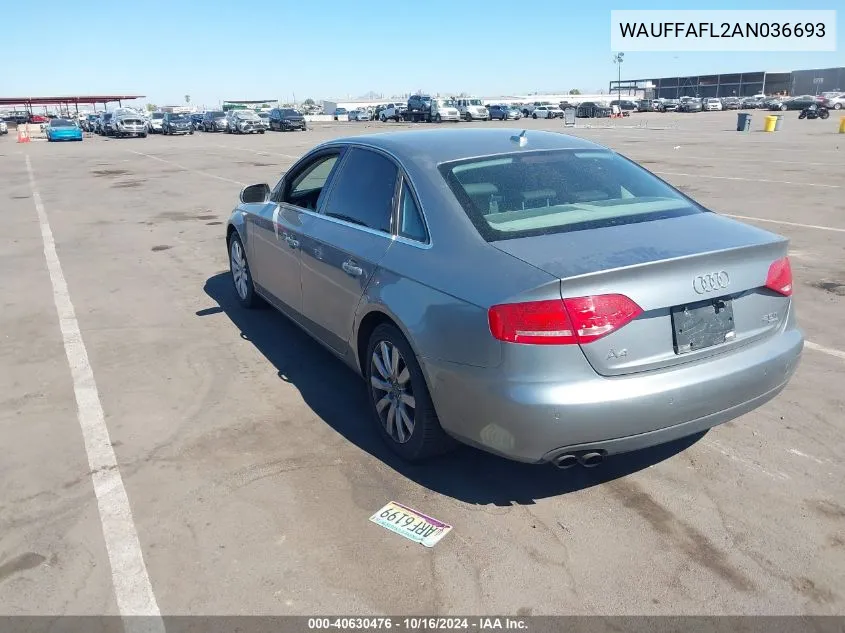 WAUFFAFL2AN036693 2010 Audi A4 2.0T Premium