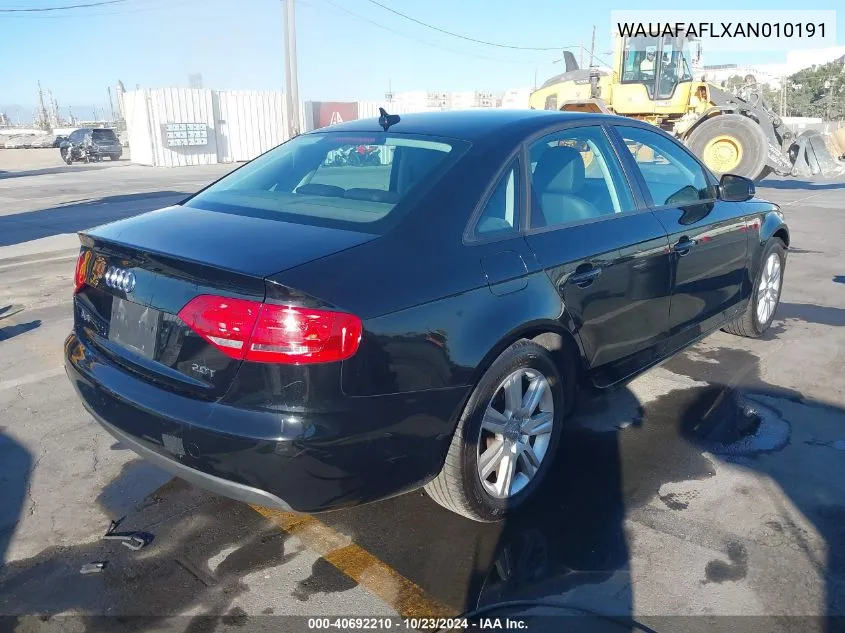 2010 Audi A4 2.0T Premium VIN: WAUAFAFLXAN010191 Lot: 40692210