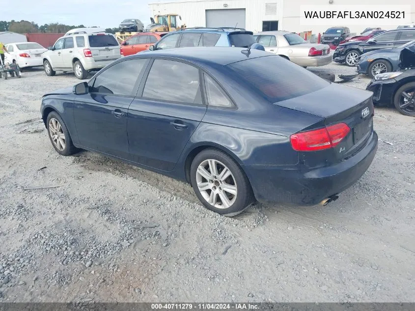 2010 Audi A4 2.0T Premium VIN: WAUBFAFL3AN024521 Lot: 40711279