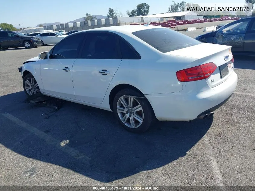 2010 Audi A4 2.0T Premium VIN: WAUAFAFL5AN062876 Lot: 40736179