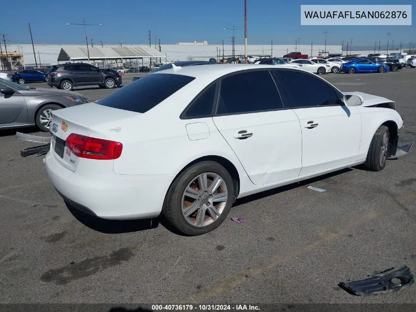 2010 Audi A4 2.0T Premium VIN: WAUAFAFL5AN062876 Lot: 40736179