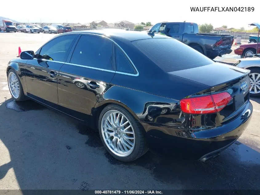 2010 Audi A4 2.0T Premium VIN: WAUFFAFLXAN042189 Lot: 40781479