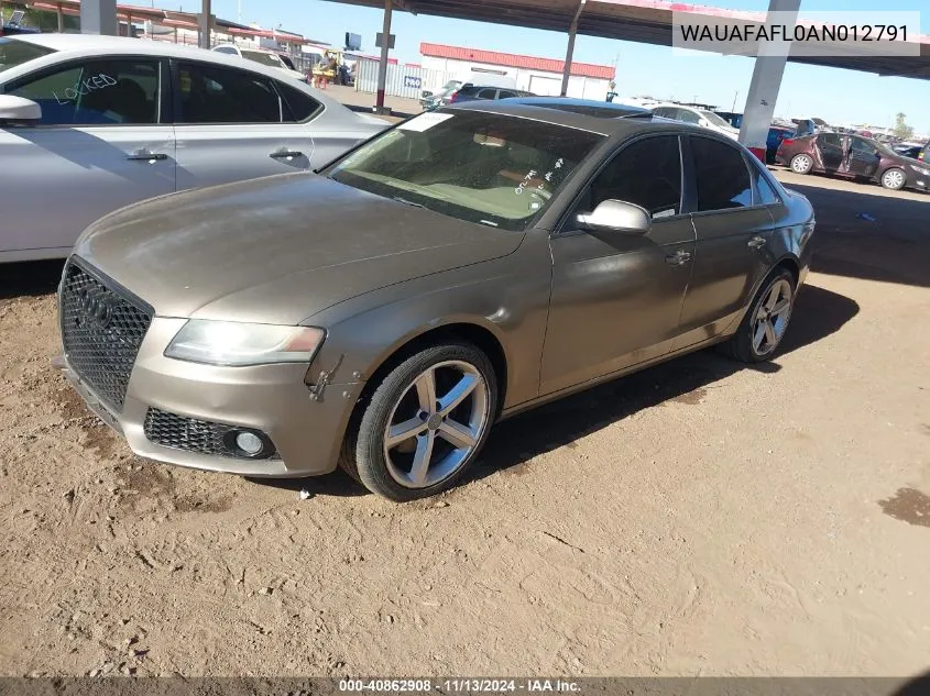 WAUAFAFL0AN012791 2010 Audi A4 2.0T Premium