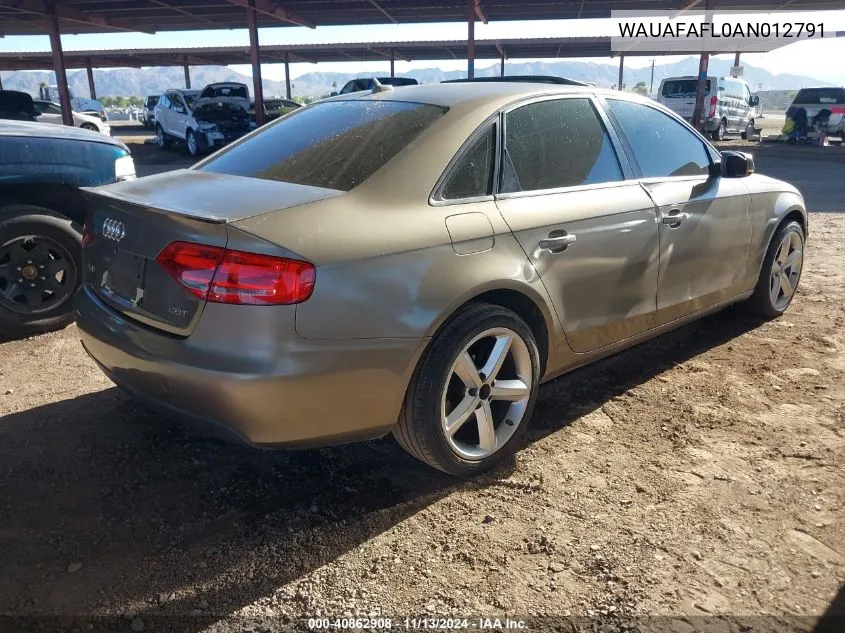 WAUAFAFL0AN012791 2010 Audi A4 2.0T Premium