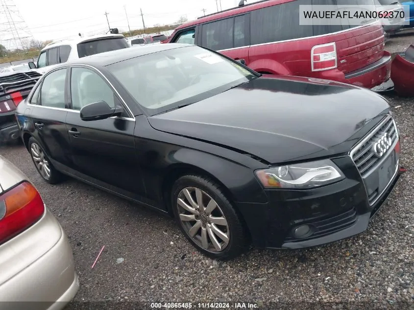 2010 Audi A4 2.0T Premium VIN: WAUEFAFL4AN062370 Lot: 40865485